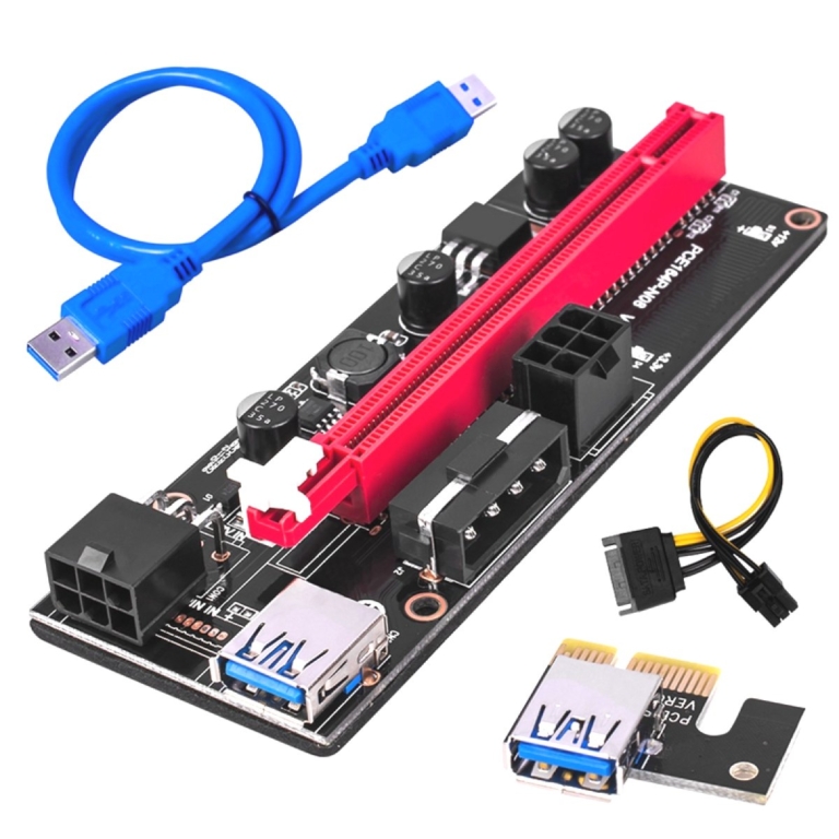 pcie x1 to x16 riser card for gpu mining ver009s with usb 3.0 cable