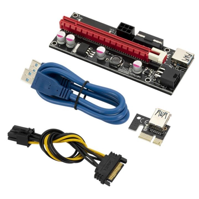 PCIe x1 to x16 Riser Card for GPU Mining – VER009s with USB 3.0 Cable