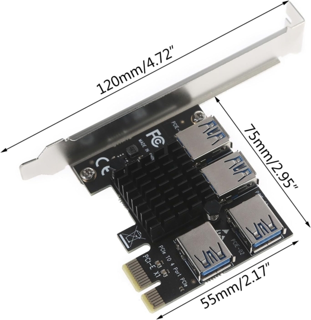 pcie 1x to 4 port usb 3.0 multiplier card multi gpu expansion for ai, rendering & compute
