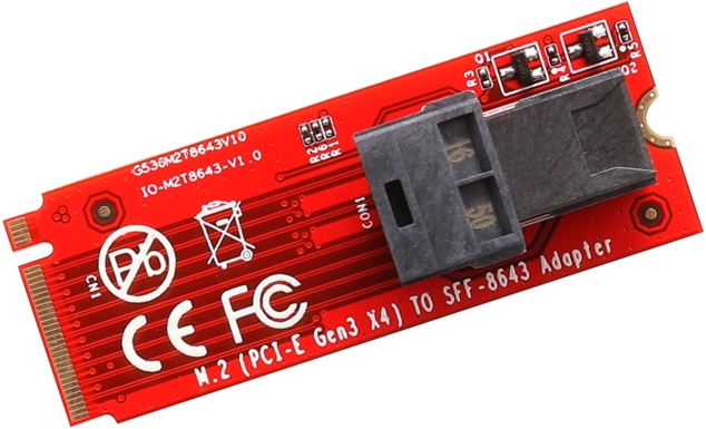 Câble Mini SAS HD Vers U.2 Avec Alimentation - SFF-8643 Vers SFF-8639, 12Gb/s, Pour SSD NVMe U.2