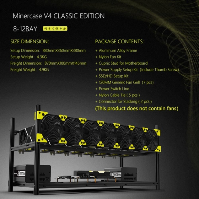 veddha mining rig frame classic 8 12 gpu
