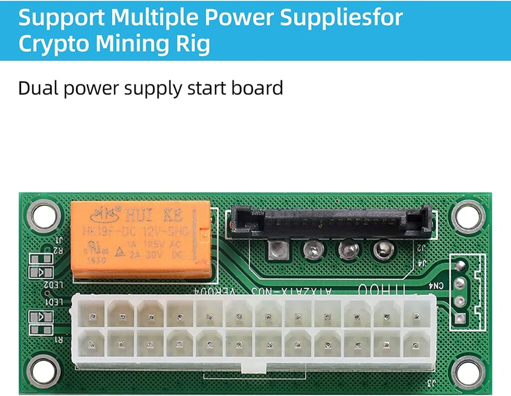 Dual PSU Adapter Power Supply Sync Module Board Add2PSU (Green, SATA