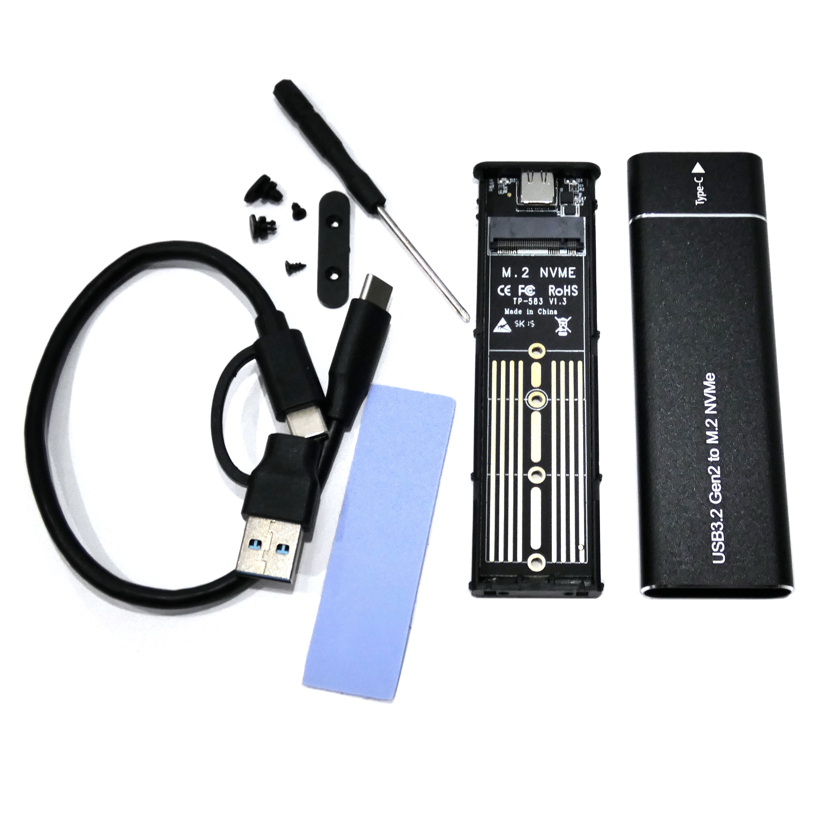 slim m.2 nvme pcie to usb 3.0 3.1 3.2 gen 2 (10gbps) enclosure type c, rtl9210 controller