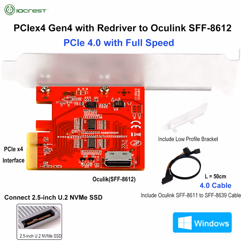 iocrest pcie gen4 to u.2 nvme adapter with redriver: unleash full ssd speed