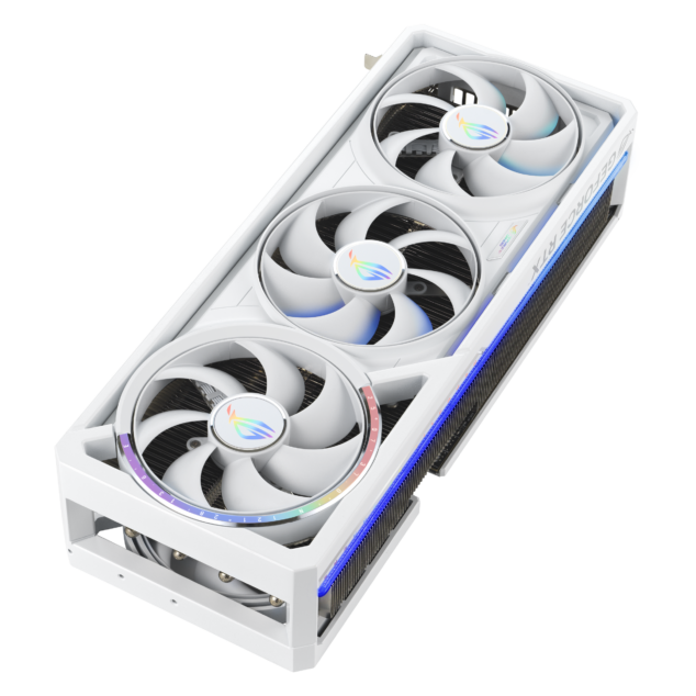 asus rog astral rtx5080 white oc, pcie5, 16gb ddr7, quad fan, 2 hdmi, 3 dp, 2790mhz clock, rgb lighting, overclocked