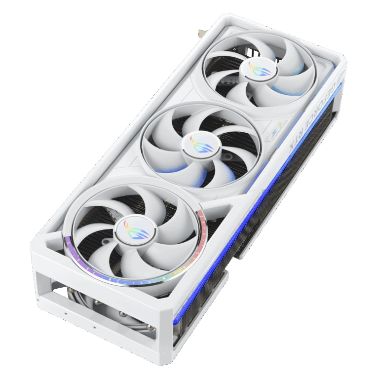 asus rog astral rtx5080 white oc, pcie5, 16gb ddr7, quad fan, 2 hdmi, 3 dp, 2790mhz clock, rgb lighting, overclocked