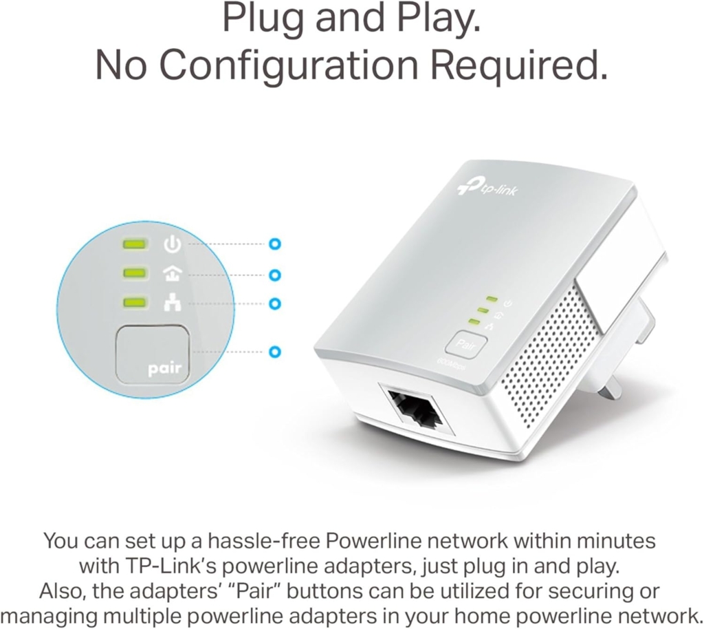 tp link (tl pa4010kit v3) av600 10/100 powerline adapter kit, 1 port