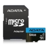 adata adata 64gb premier microsdxc card with sd adapter uhs i class 10 a1 app performance 85mbs