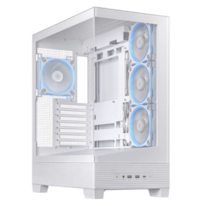 Read more about the article Asus A31 Plus ARGB Gaming Case w/ Front & Side Glass Windows, ATX, 4x ARGB Fans, USB-C, Angled Base, Asus BTF Compatible, White