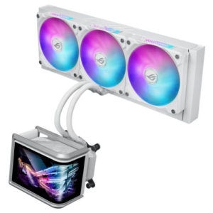 Read more about the article Asus ROG Ryuo IV SLC 360 ARGB White Edition Liquid CPU Cooler, Movable 6.67″ Curved AMOLED Display, Shortened Tubing, Daisy-Chained ARGB Fans