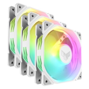 Read more about the article Asus TUF Gaming TR120 ARGB 120mm PWM Case Fans (3 Pack), Hydraulic Bearing, 28mm Frame, Double-layer LED Matrix Design, 2000 RPM, White