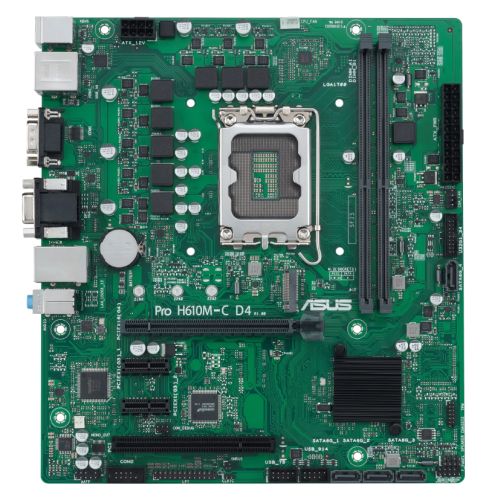 Asus PRO H610M-C D4-CSM – Corporate Stable Model, Intel H610, 1700, Micro ATX, 2 DDR4, VGA, HDMI, DP, PCIe4, 1x M.2