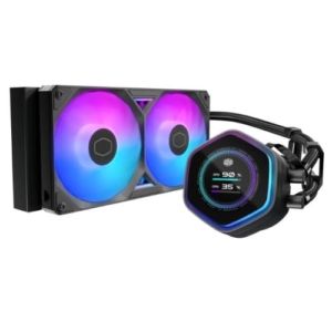 Read more about the article Cooler Master MasterLiquid 240 Atmos II LCD ARGB Liquid CPU Cooler, 240mm, Dual Chamber Design, Customisable LCD, Low Profile Pump, Black