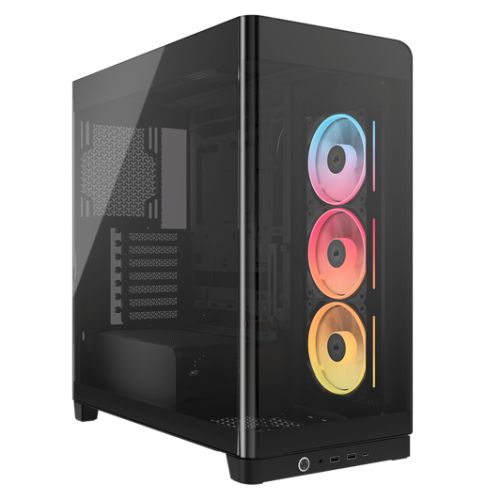 Corsair FRAME 4500X LX-R RGB LINK Gaming Case w/ Glass Side & Front, E-ATX, 3x LX120-R RGB Fans, InfiniRail Fan Mounting, USB-C, Asus BTF Compatible,