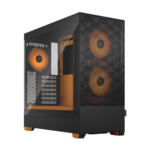 fractal design pop air rgb orange core tg gaming case w clear glass window atx hexagonal mesh front orange interior accents 3 rgb fans argb controller 1