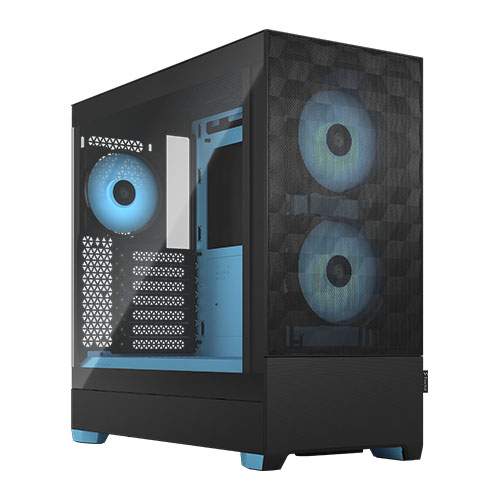 Fractal Design Pop Air RGB (Cyan Core TG) Gaming Case w/ Clear Glass Window, ATX, Hexagonal Mesh Front, Cyan Interior/Accents, 3 RGB Fans & ARGB Contr