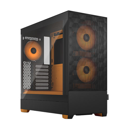 Fractal Design Pop Air RGB (Orange Core TG) Gaming Case w/ Clear Glass Window, ATX, Hexagonal Mesh Front, Orange Interior/Accents, 3 RGB Fans & ARGB C