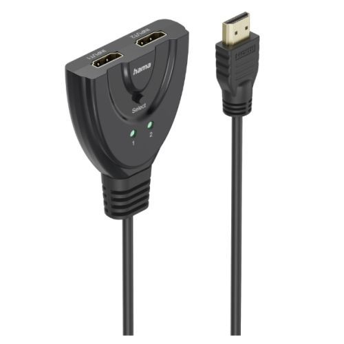 Hama 2×1 4K HDMI 2.0 Switch, 2 Inputs, 1 Output, Toggle Switch, Plug and Play, LED Indicators