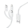 hama hama 3 in 1 multi charging cable usb a to usb cmicro usblightning quick charge 1 metre white mfi c
