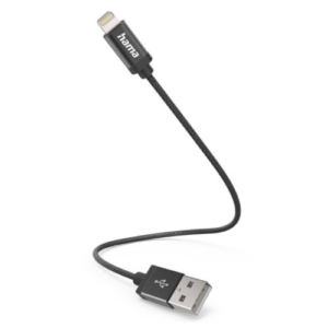 Read more about the article Hama Charging/Data USB-A to Lightning Cable, 480Mbps, Nylon, 0.2 Metre, Black, MFI Certified