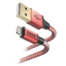 hama hama reflective charging usb a to lightning cable 480mbps nylon sheath gold plated 15 metre red mfi 