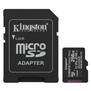 Read more about the article Kingston 256GB Canvas Select Plus Gen3 MicroSDXC Card with SD Adapter, UHS-I Class 10, U1, V10, A1 App Performance, 150MB/s