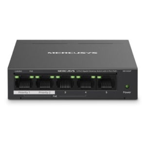 Read more about the article Mercusys (MS105GP) 5-Port Gigabit Desktop Switch with 4-Port PoE+, Steel Case