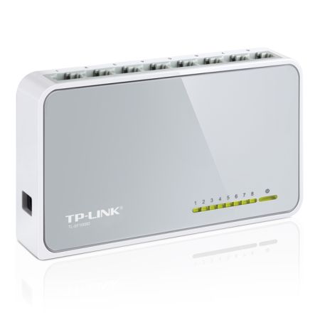 TP-LINK (TL-SF1008D V12) 8-Port 10/100 Unmanaged Desktop Switch, Plastic Case