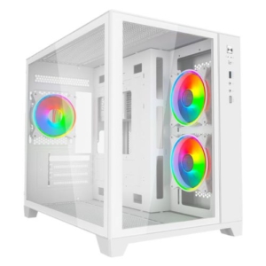 Read more about the article Vida Akira V2 White ARGB Gaming Case w/ Glass Front & Side, Micro ATX, 3x ARGB PWM Fans, 6-Port ARGB Fan Hub & Remote Control
