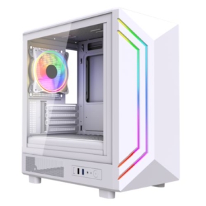 Read more about the article Vida Apollo M White ARGB Gaming Case w/ Glass Window, Micro ATX, Rear ARGB Infinity Fan, Front LED Strips