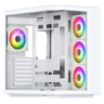 vida vida edge white argb gaming cube case w glass side front corner atx 4x argb pwm fans 6 port fan hub