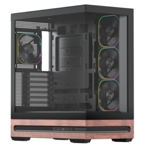 Read more about the article Vida Elegance Black ARGB Gaming Case w/ Glass Side & Front, ATX, Real Wood PSU Shroud, 4x ARGB PWM Fans, Fan Hub & Remote, USB-C 10Gbps, Asus BTF Comp