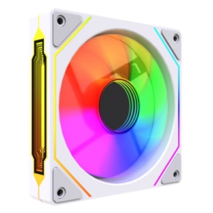 Read more about the article Vida Infinity02 120mm ARGB PWM Case Fan, Hydraulic Bearing, Infinity Mirror Effect on Centre & Sides, 800-1800 RPM, White