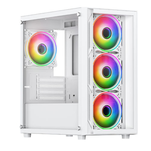 Read more about the article Vida Lucid White ARGB Gaming Case w/ Glass Front & Side, Micro ATX, 4x ARGB Infinity Fans