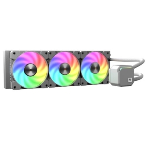 Read more about the article Vida TriFrost 360mm ARGB Liquid CPU Cooler, 3x ARGB PWM Fans, ARGB CPU Block, 300W TDP, White