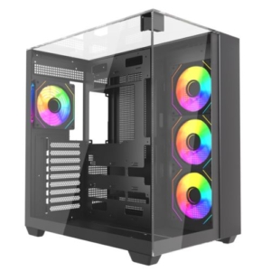 Read more about the article Vida Visio Black ARGB Gaming Cube Case w/ Glass Side, Front & Top, ATX, 4x ARGB PWM Fans, 6-Port Fan Hub & Remote Control, USB-C, Asus BTF Compatible