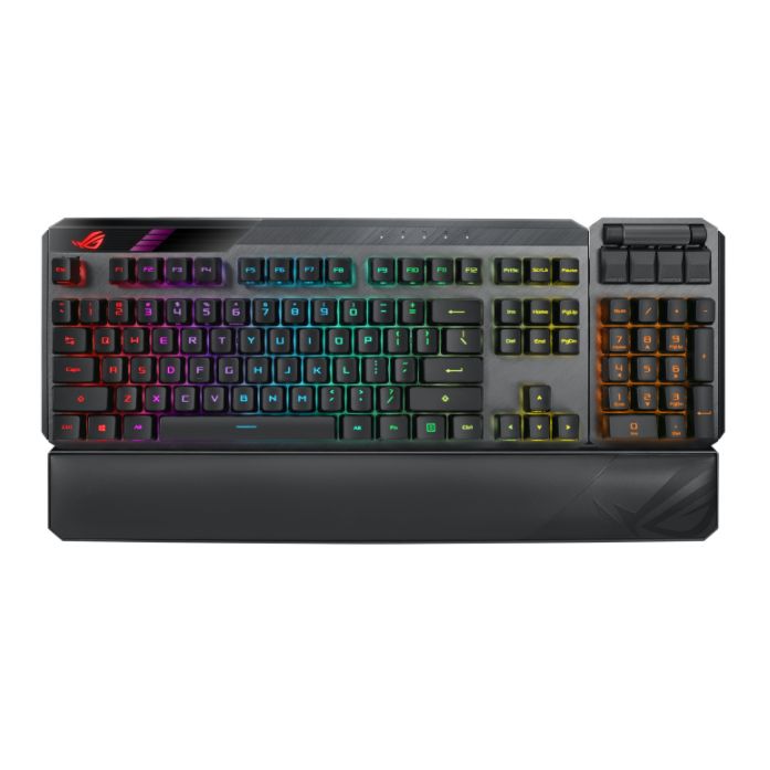 asus rog claymore ii rgb mechanical gaming keyboard w pbt keycaps wired wireless rx red mechanical switches fully programmable keys detachable numpad