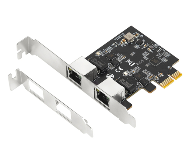 dual port 2.5g ethernet pcie 2.5 gb network card rtl8125e chipset 2x rj45 gigabit nic adapter with low profile bracket