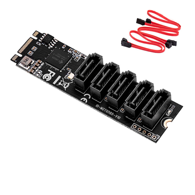 M.2 to 5-Port SATA 6G Adapter with JMB585 Chip - IO-M2F585-5I