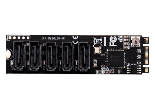 M.2 to 5-Port SATA 6G Adapter with JMB585 Chip - IO-M2F585-5I