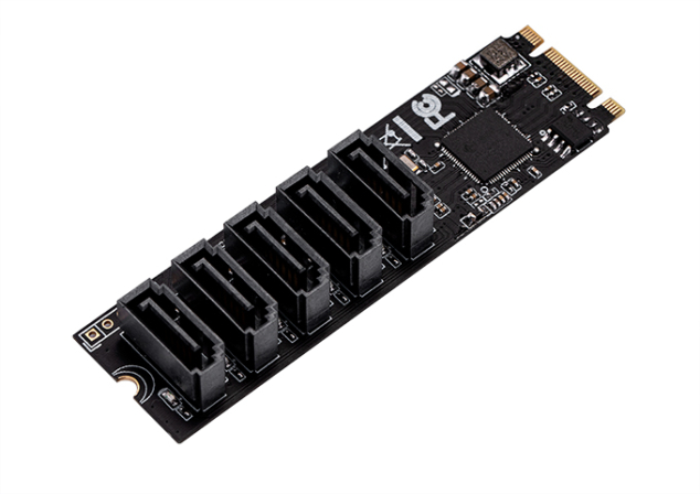 M.2 to 5-Port SATA 6G Adapter with JMB585 Chip - IO-M2F585-5I