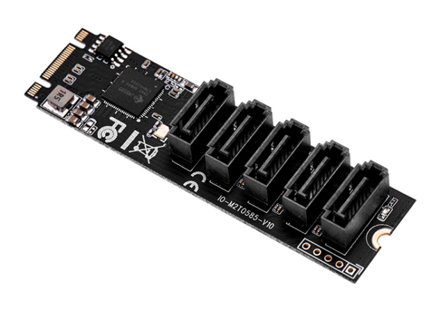 M.2 to 5-Port SATA 6G Adapter with JMB585 Chip - IO-M2F585-5I
