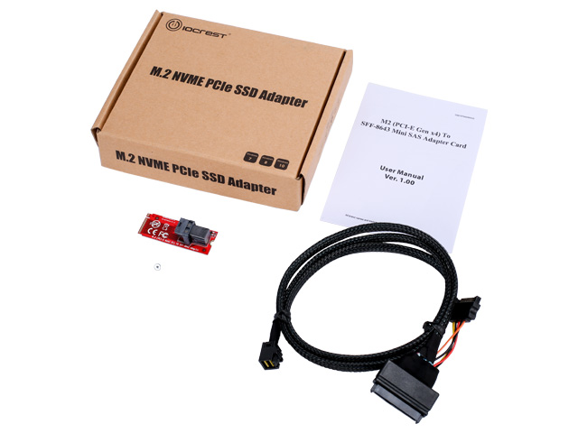 m.2 to u.2 nvme adapter kit – sff 8643 to sff 8639 cable included – io crest io m2to8643