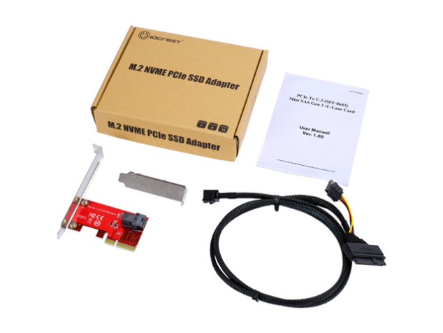 pcie x4 to u.2 nvme ssd adapter card with cable — sff 8643 to sff 8639 kit