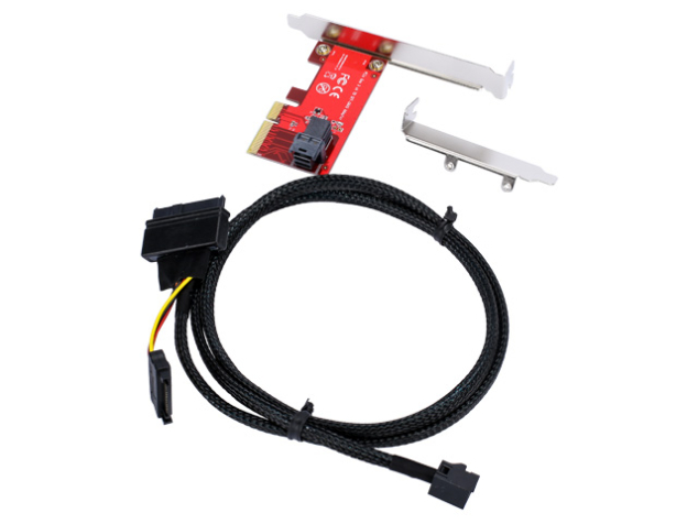PCIe x4 to U.2 NVMe SSD Adapter Card with Cable — SFF-8643 to SFF-8639 Kit