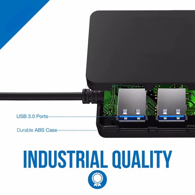 usb 3.0 hub 4 port with dc 5v power input – 5gbps data transfer – compact 15cm cable