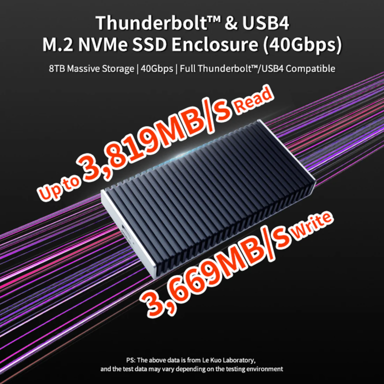 usb4 40gbps m.2 nvme ssd enclosure – thunderbolt 3/4/5 compatible – pcie gen4 x4 – fanless aluminium