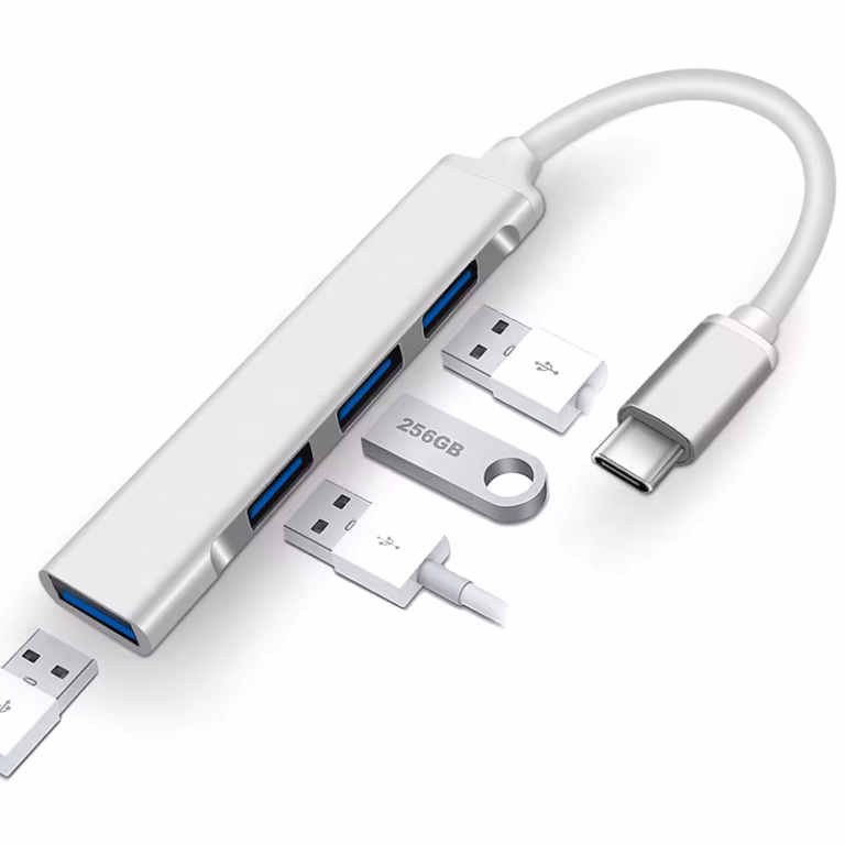 usb c hub 4 in 1 aluminium – 1× usb 3.0 + 3× usb 2.0 – otg compatible