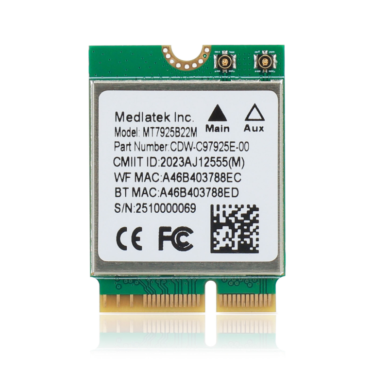 mediatek mt7925 wi fi 7 + bluetooth 5.4 m.2 module (m.2 key e, 6.5gbps, tri band)