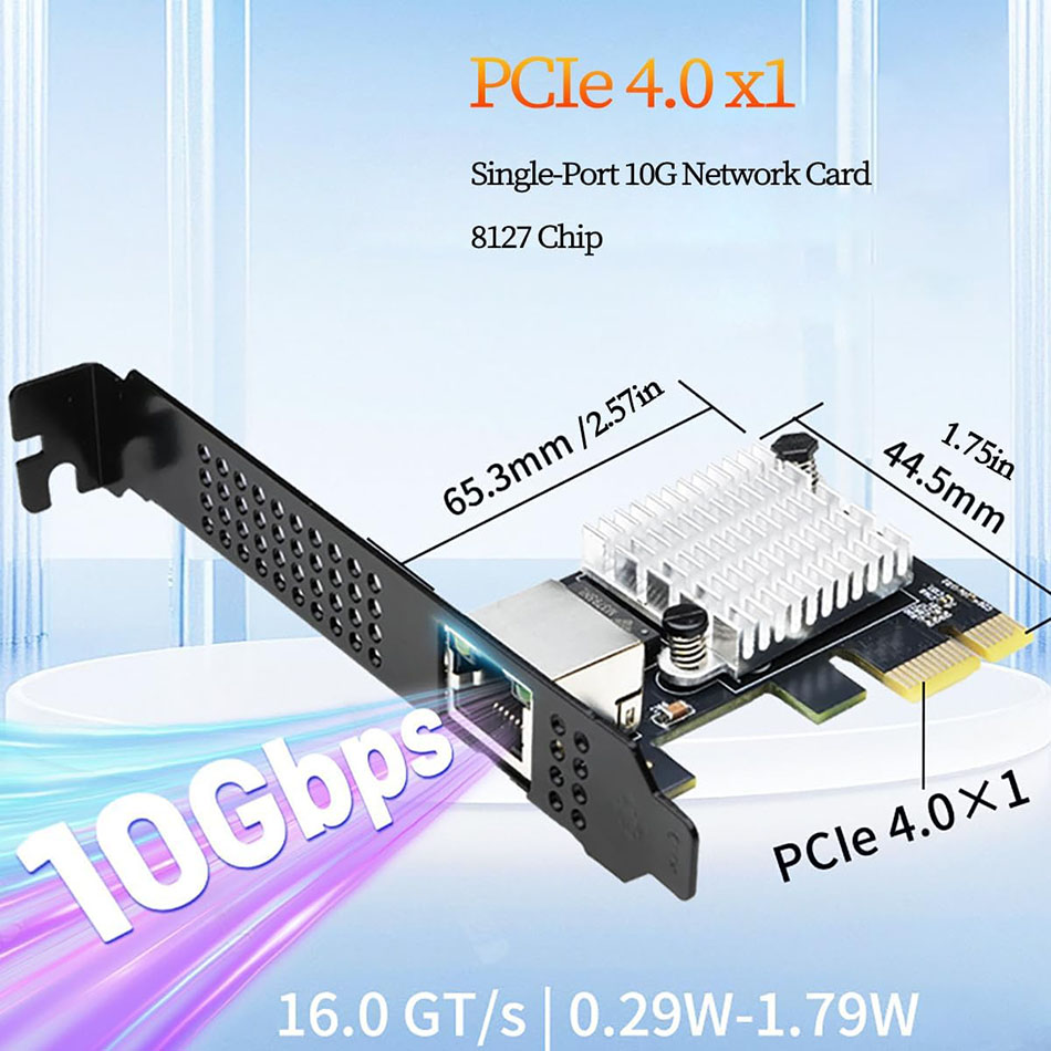 10gbe pcie x4 10gb network card – rtl8127, single rj45, multi gig, pxe, low profile bracket (copy)
